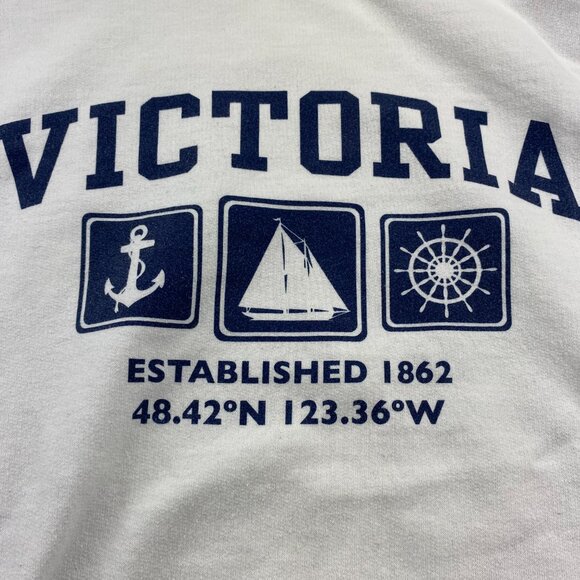 Victoria British Columbia Canada Hoodie Sweater Men Medium M White Activewear - Picture 2 of 10